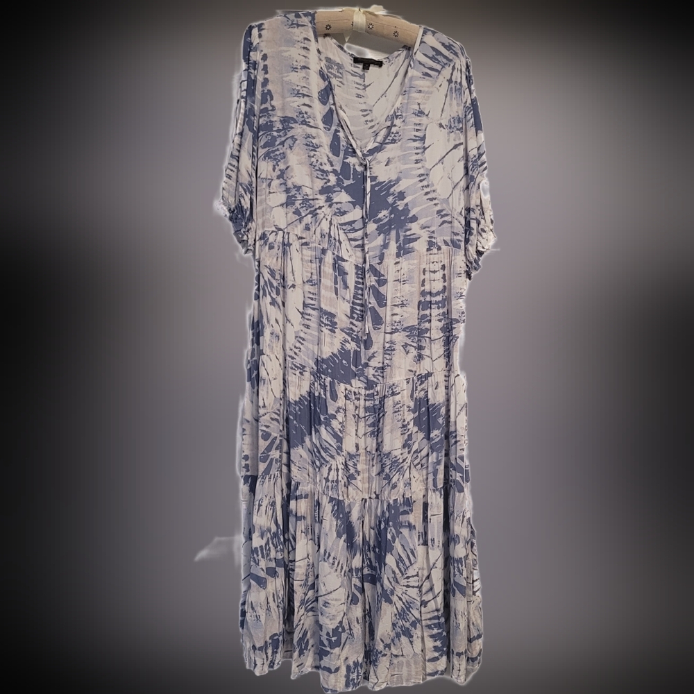 Women's Blue and White Top